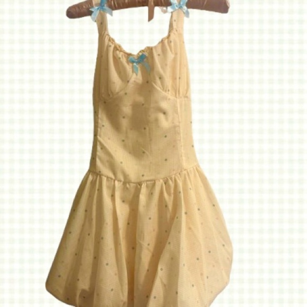 Vintage Coquette Yellow Bubble Dress